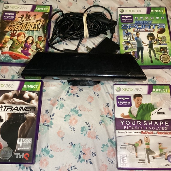 OEM Microsoft XBOX 360 Kinect Sensor Bar camera with adapter and 4 games Kinect - Picture 1 of 16